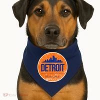 Retro Detroit Skyline Logo USA-Made Doggie Bandana thumb 1