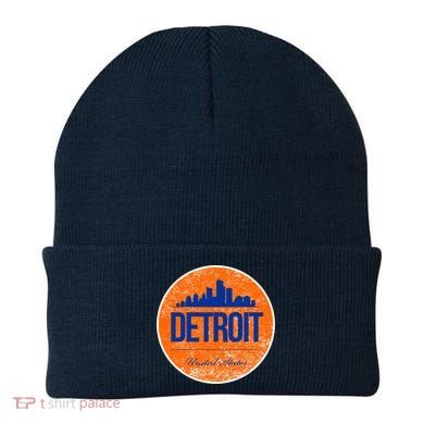 Retro Detroit Skyline Logo Beanie