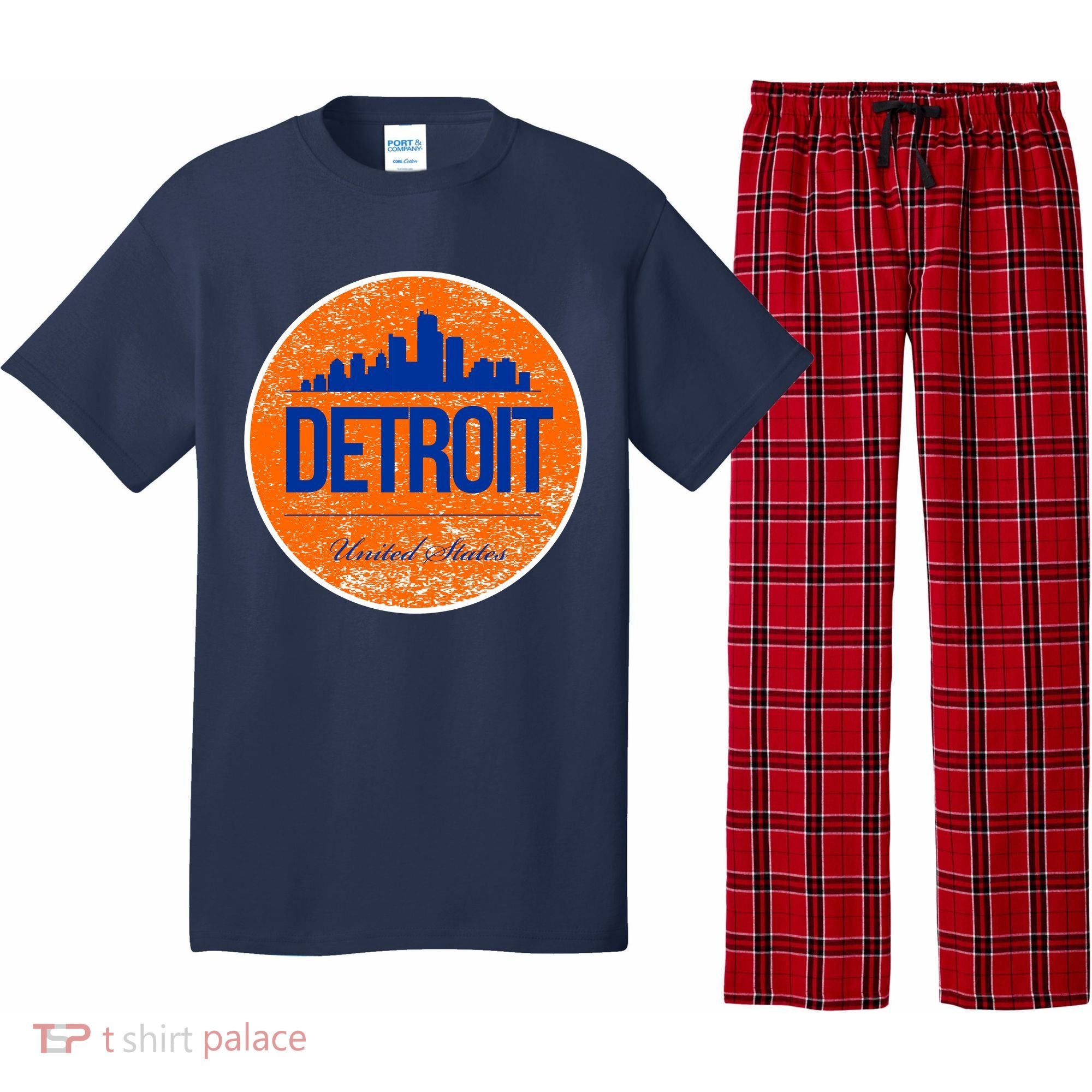 Retro Detroit Skyline Logo Pajama Set