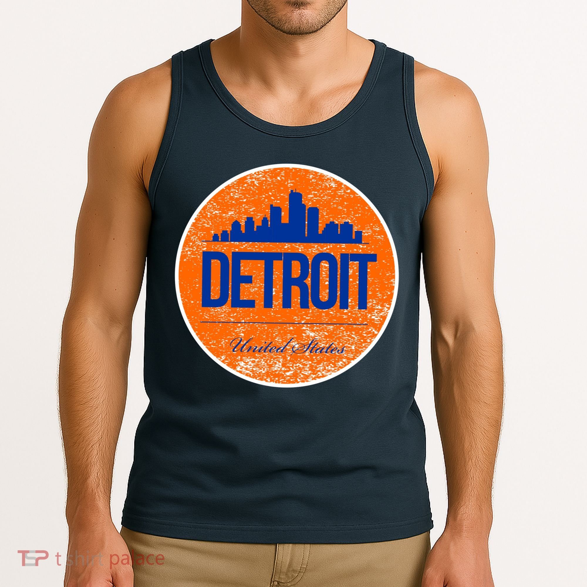 Retro Detroit Skyline Logo Tank Top