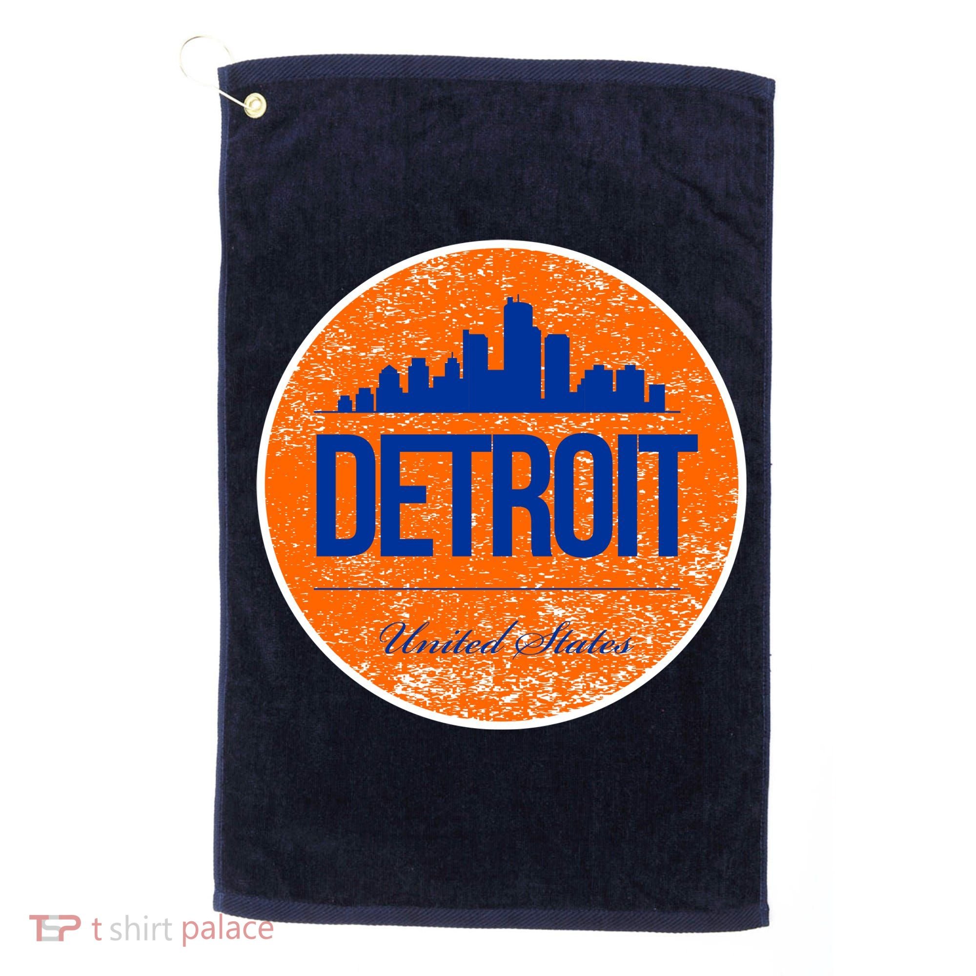 Retro Detroit Skyline Logo Golf Towel