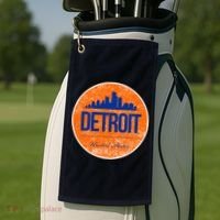 Retro Detroit Skyline Logo Golf Towel thumb 2