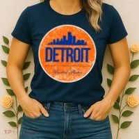 Retro Detroit Skyline Logo Women's T-Shirt thumb 2
