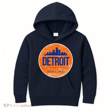 Retro Detroit Skyline Logo Kids Hoodie
