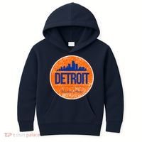 Retro Detroit Skyline Logo Kids Hoodie thumb 0