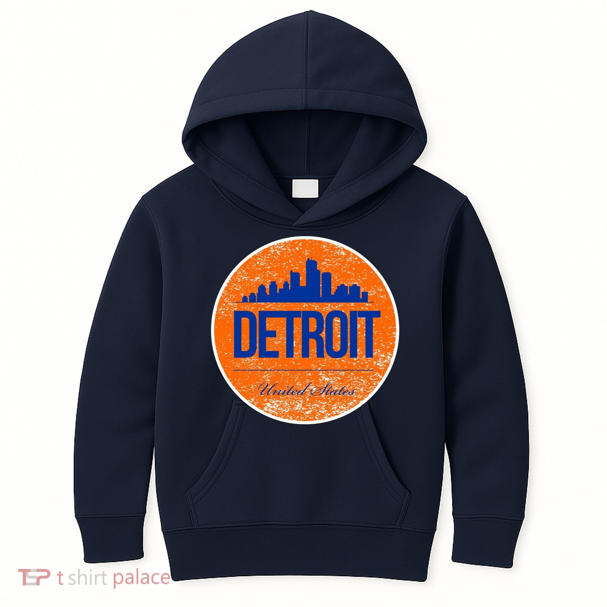 Retro Detroit Skyline Logo Kids Hoodie