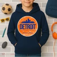 Retro Detroit Skyline Logo Kids Hoodie thumb 2