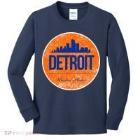 Retro Detroit Skyline Logo Kids Long Sleeve Shirt thumb 0