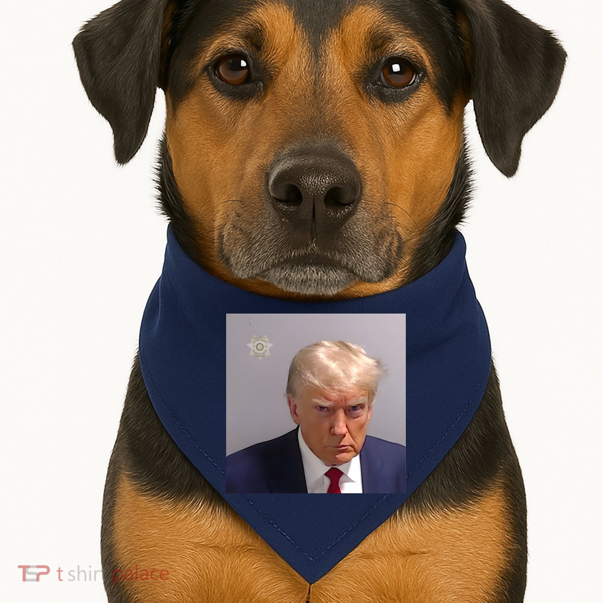 Real Donald Trump Mugshot At Fulton County Sheriffs Office USA-Made Doggie Bandana