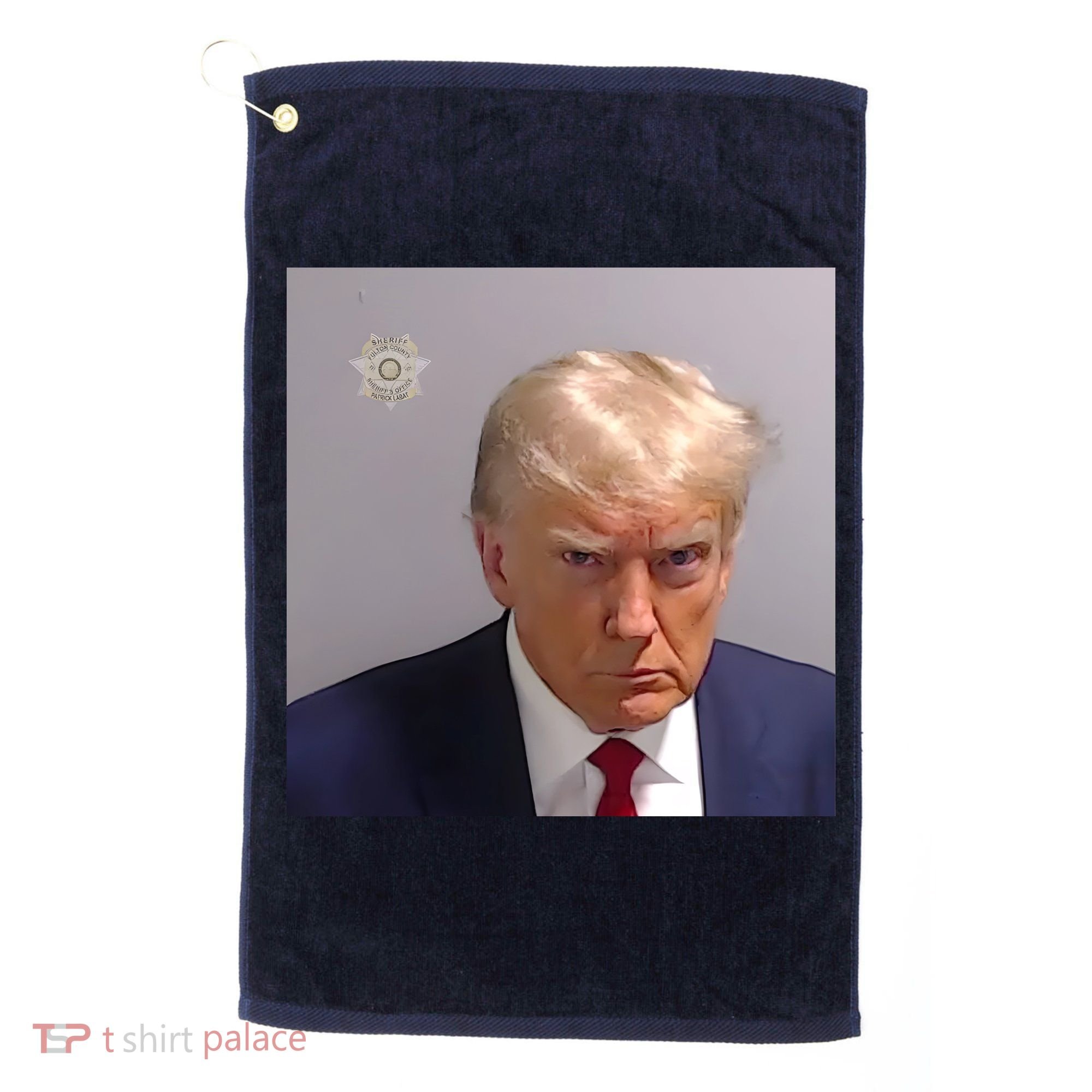 Real Donald Trump Mugshot At Fulton County Sheriffs Office Golf Towel