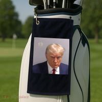 Real Donald Trump Mugshot At Fulton County Sheriffs Office Golf Towel thumb 2