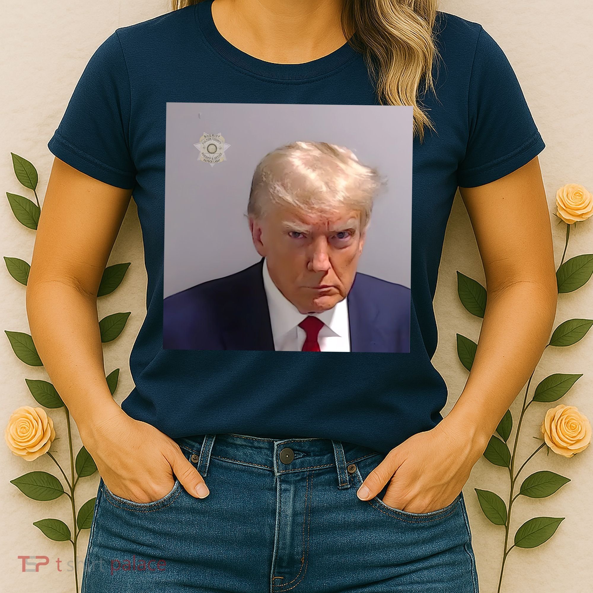 Real Donald Trump Mugshot At Fulton County Sheriffs Office Women's T-Shirt