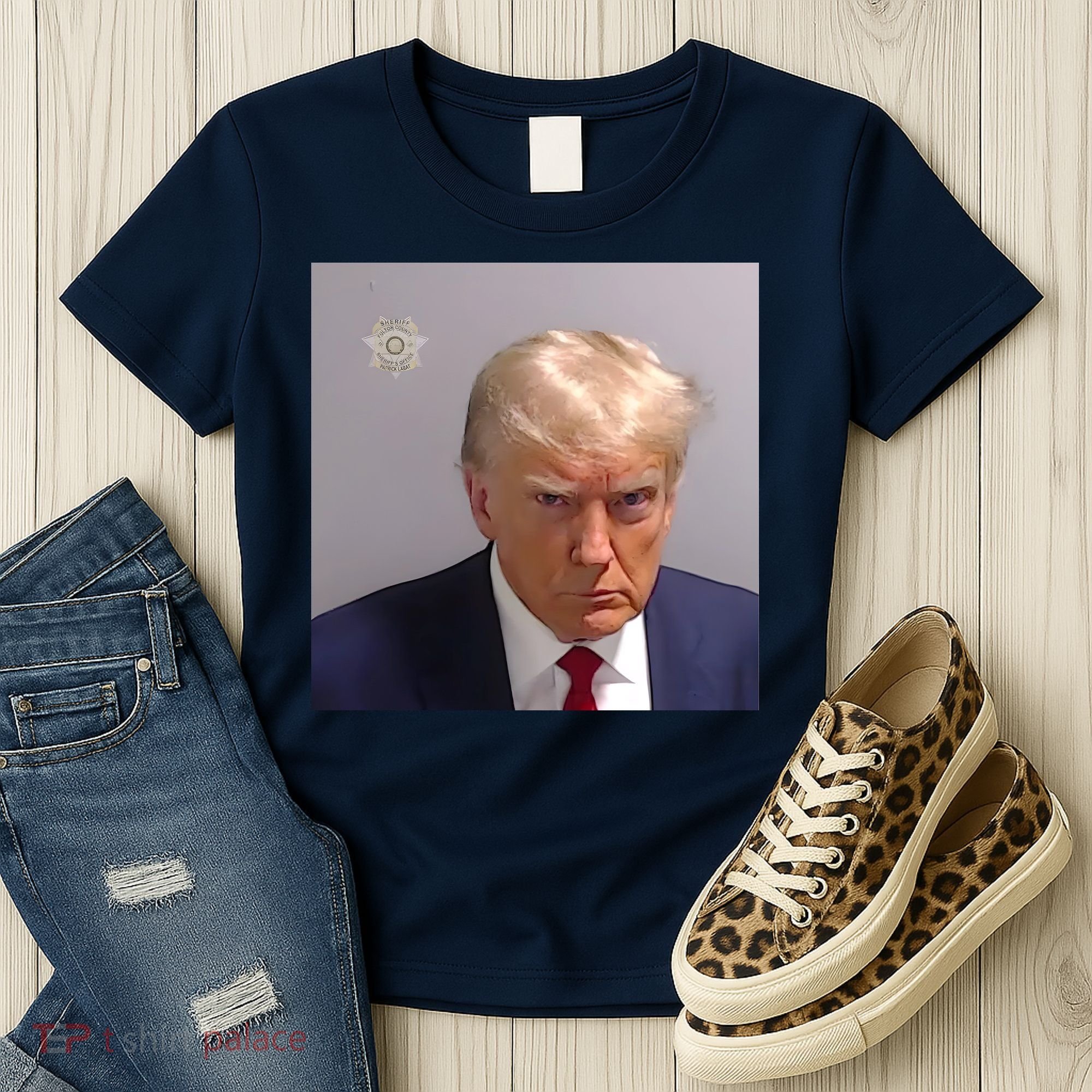 Real Donald Trump Mugshot At Fulton County Sheriffs Office Women's T-Shirt