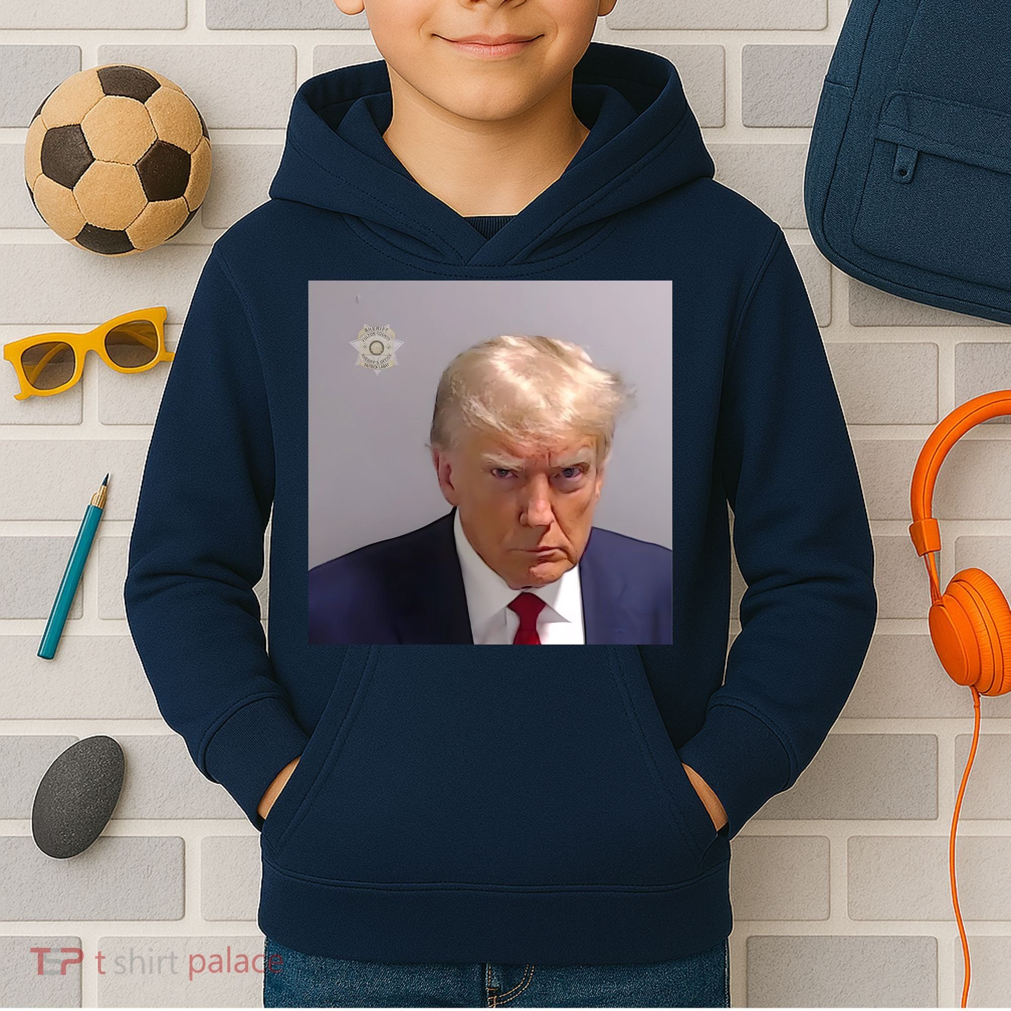 Real Donald Trump Mugshot At Fulton County Sheriffs Office Kids Hoodie