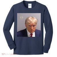 Real Donald Trump Mugshot At Fulton County Sheriffs Office Kids Long Sleeve Shirt thumb 0