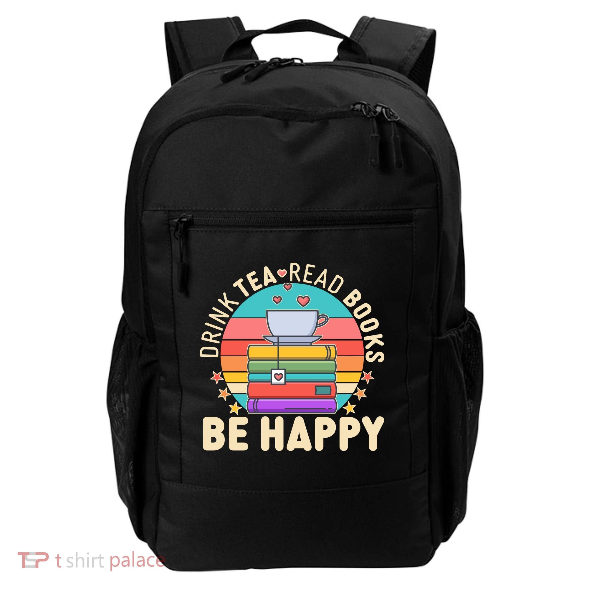 Retro Drink Tea Read Books Be Happy Backpack