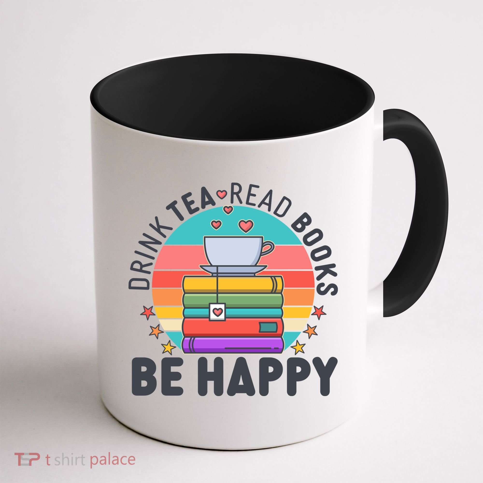 Retro Drink Tea Read Books Be Happy Coffee Mug