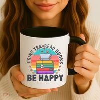 Retro Drink Tea Read Books Be Happy Coffee Mug thumb 3