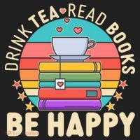 Retro Drink Tea Read Books Be Happy Tumbler thumb 3