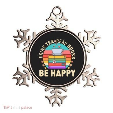 Retro Drink Tea Read Books Be Happy Ornament