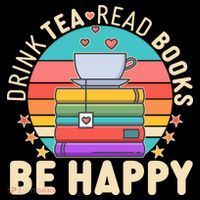 Retro Drink Tea Read Books Be Happy Ornament thumb 1