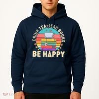 Retro Drink Tea Read Books Be Happy Hoodie thumb 2