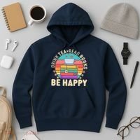 Retro Drink Tea Read Books Be Happy Hoodie thumb 3