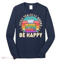 Retro Drink Tea Read Books Be Happy Long Sleeve Shirt thumb 0