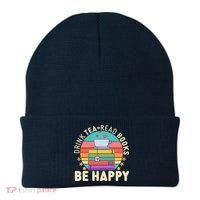 Retro Drink Tea Read Books Be Happy Beanie thumb 0