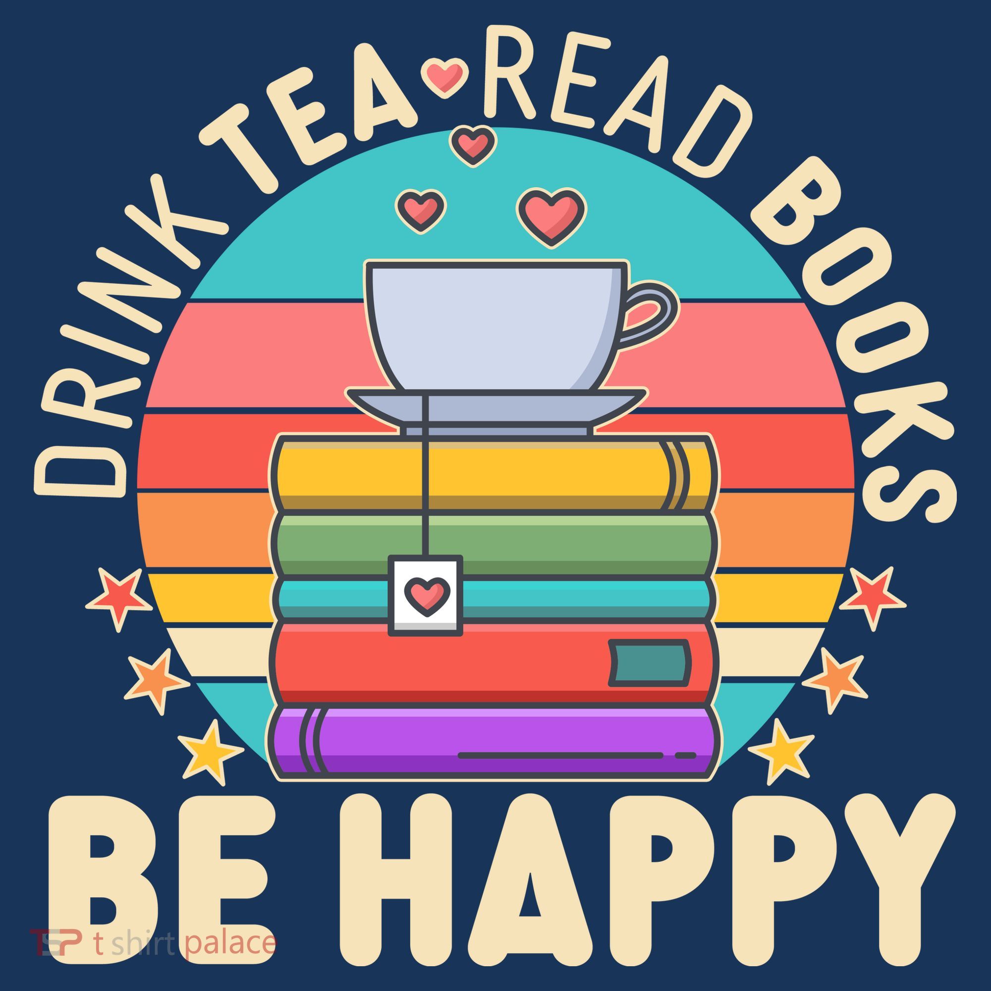 Retro Drink Tea Read Books Be Happy Coaster