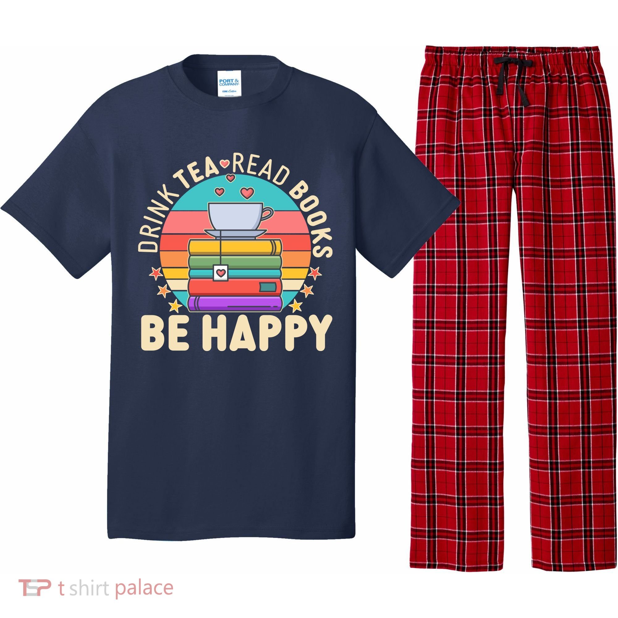 Retro Drink Tea Read Books Be Happy Pajama Set