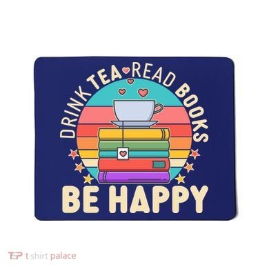 Retro Drink Tea Read Books Be Happy Mousepad
