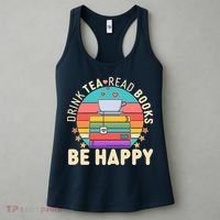 Retro Drink Tea Read Books Be Happy Women's Tank Top thumb 3