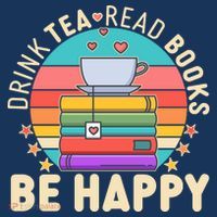 Retro Drink Tea Read Books Be Happy Hat thumb 2