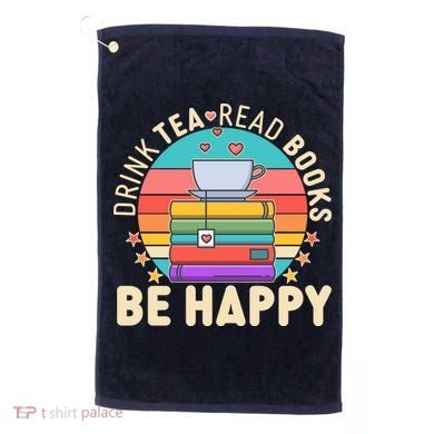 Retro Drink Tea Read Books Be Happy Golf Towel