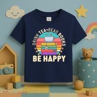 Retro Drink Tea Read Books Be Happy Toddler T-Shirt thumb 3