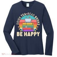 Retro Drink Tea Read Books Be Happy Women's Long Sleeve Shirt thumb 0
