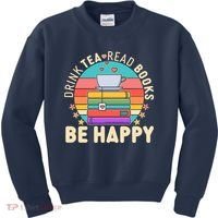 Retro Drink Tea Read Books Be Happy Kids Sweatshirt thumb 0