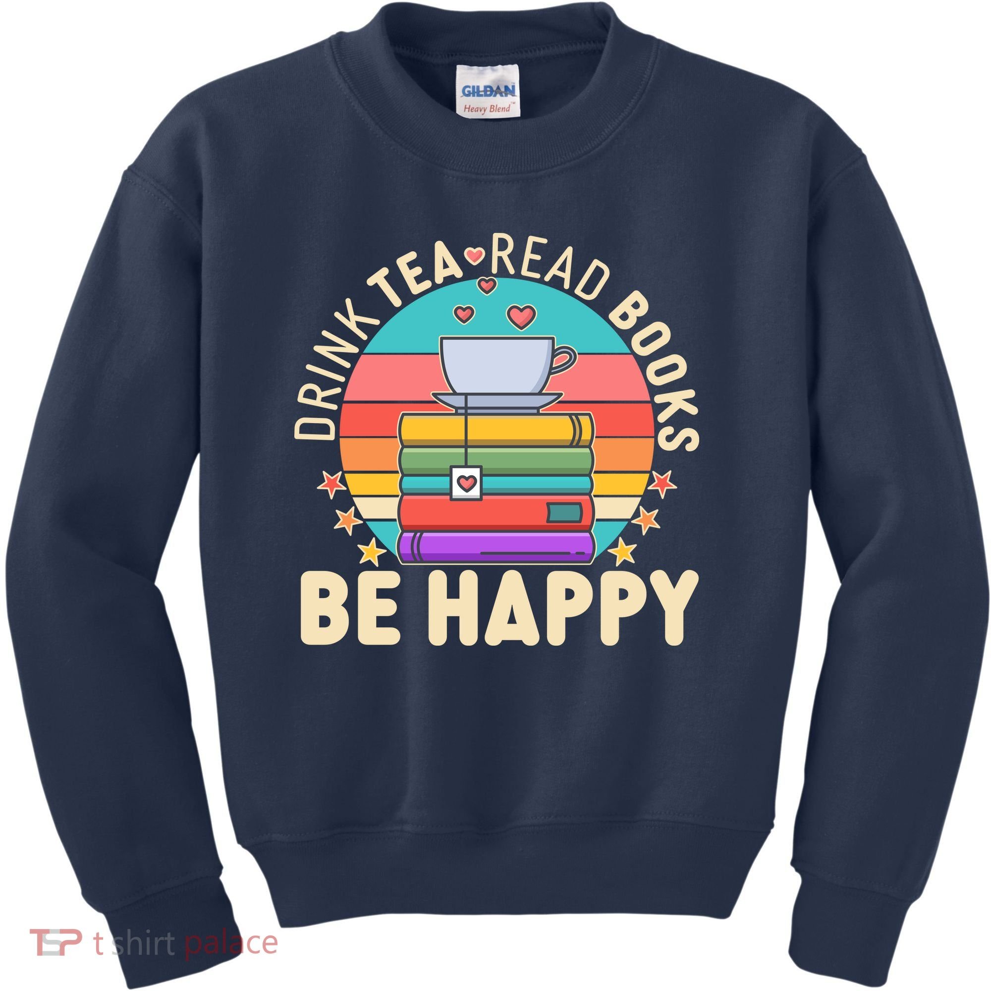 Retro Drink Tea Read Books Be Happy Kids Sweatshirt