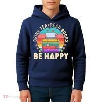 Retro Drink Tea Read Books Be Happy Kids Hoodie thumb 4