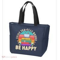 Retro Drink Tea Read Books Be Happy Tote Bag thumb 3