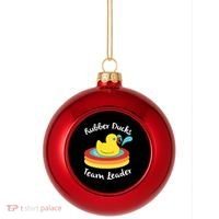 Rubber Ducks Team Leader Water Play Time Plastic Christmas Ball Ornament thumb 0
