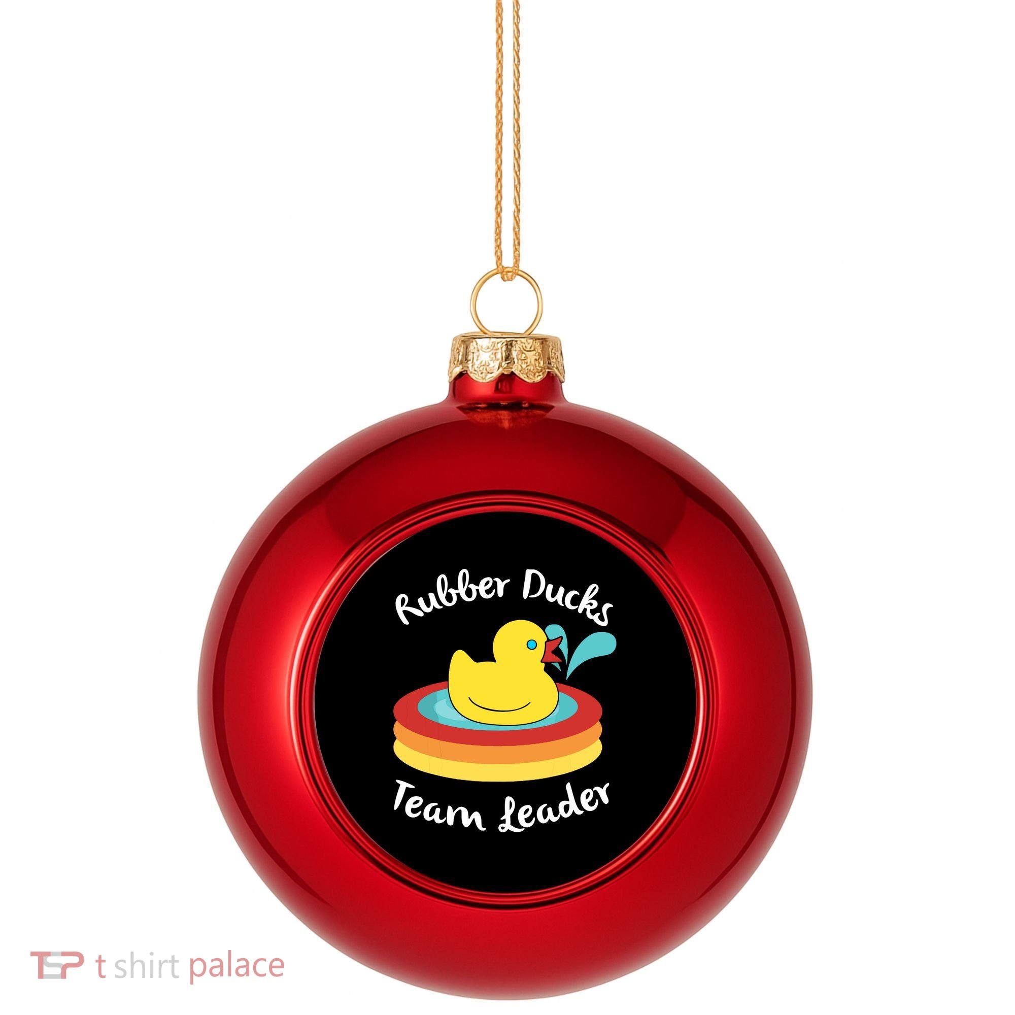 Rubber Ducks Team Leader Water Play Time Plastic Christmas Ball Ornament
