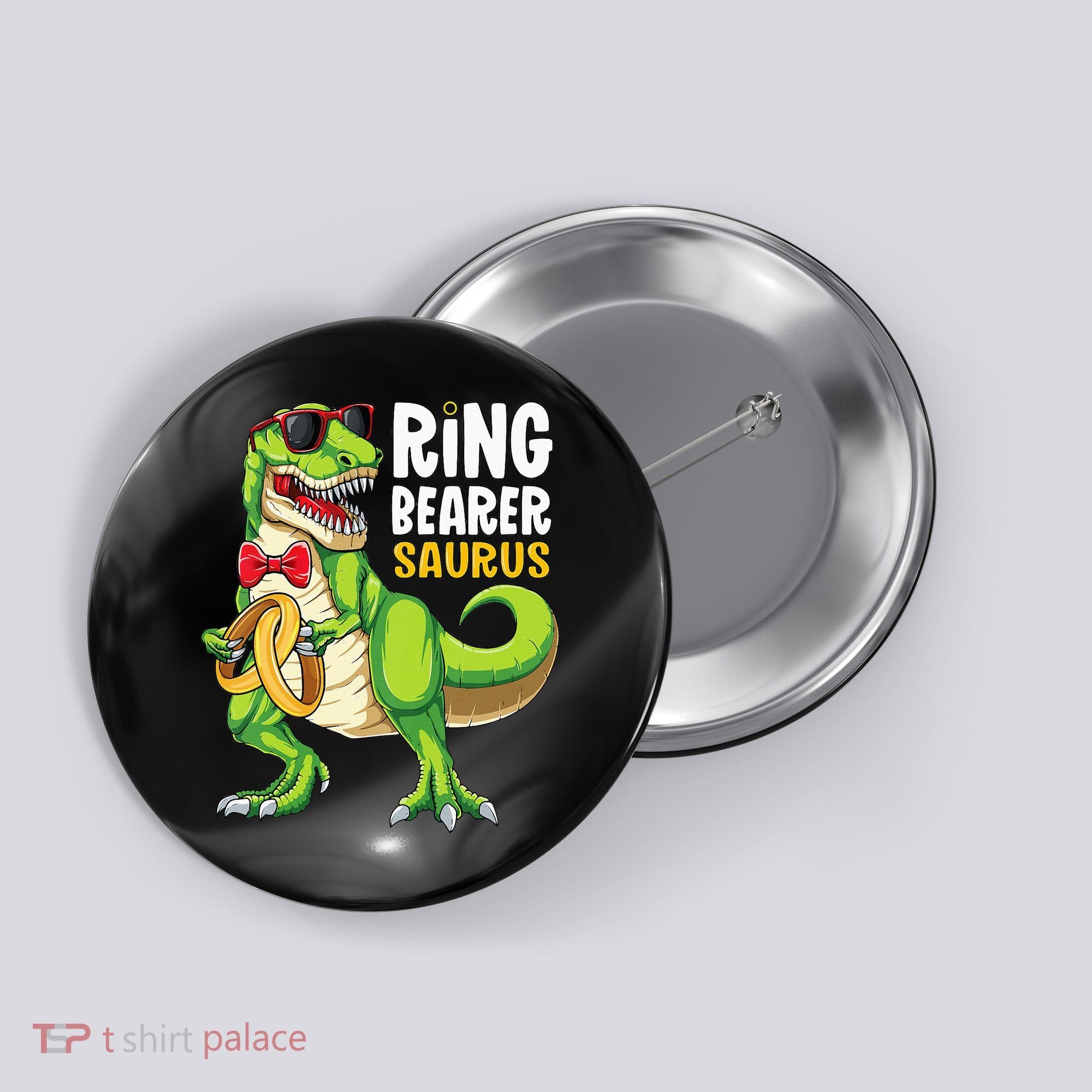 Ring Dude T Rex Wedding Party Ring Bearer Saurus Button