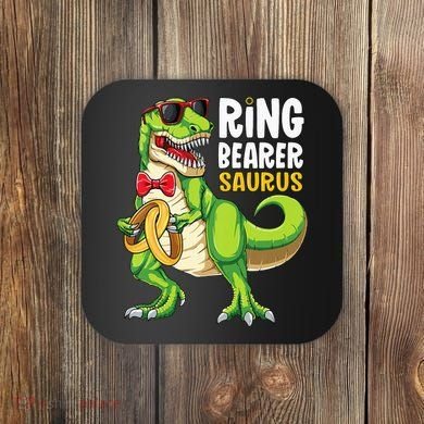 Ring Dude T Rex Wedding Party Ring Bearer Saurus Coaster
