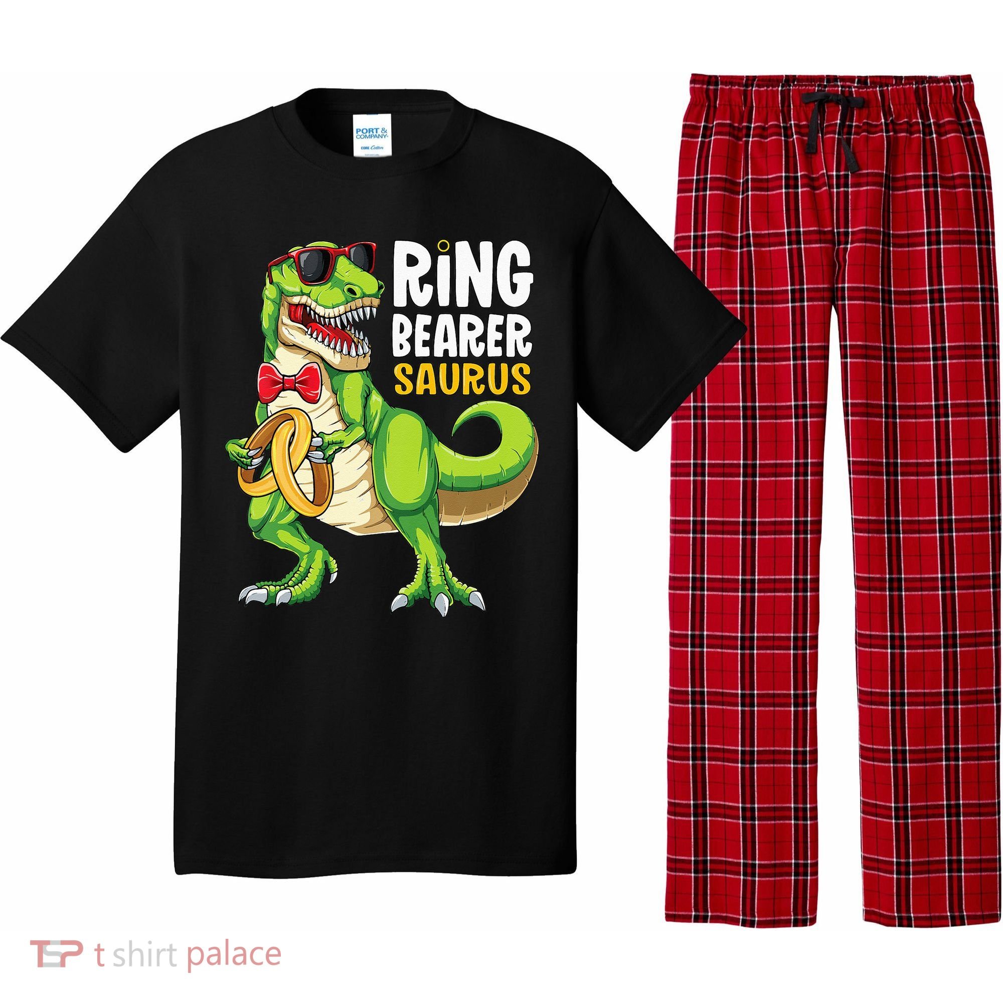 Ring Dude T Rex Wedding Party Ring Bearer Saurus Pajama Set