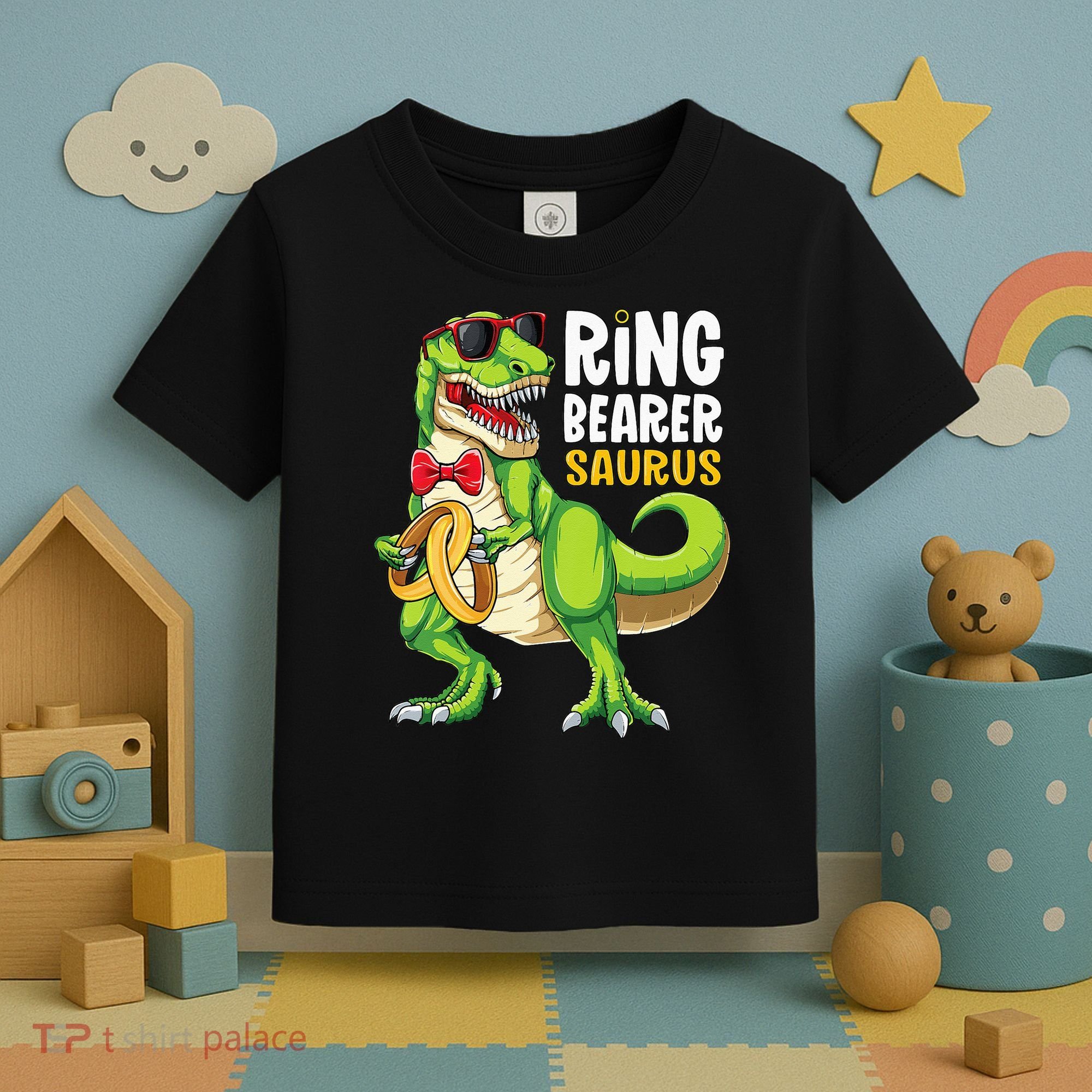Ring Dude T Rex Wedding Party Ring Bearer Saurus Toddler T-Shirt