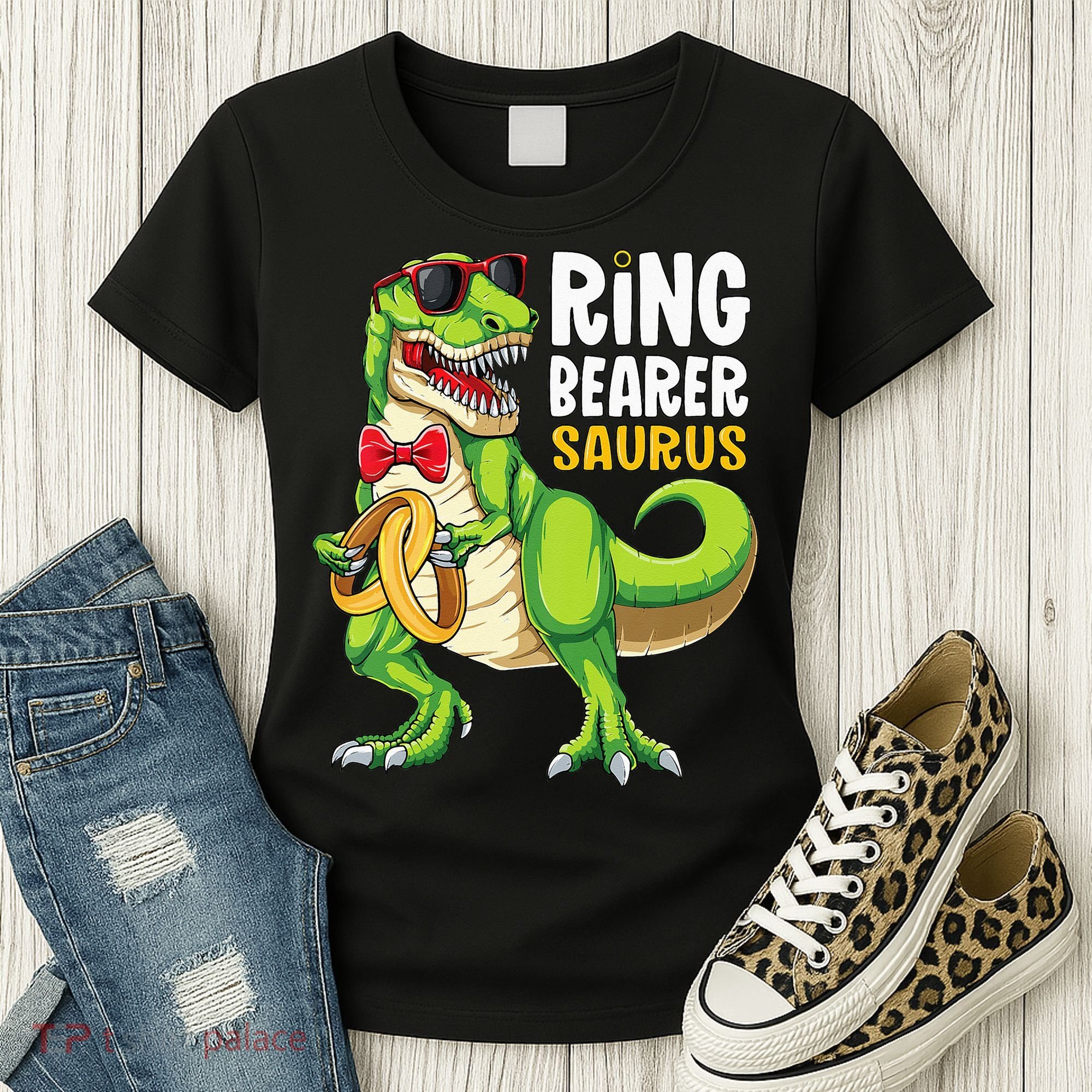 Ring Dude T Rex Wedding Party Ring Bearer Saurus Women's T-Shirt