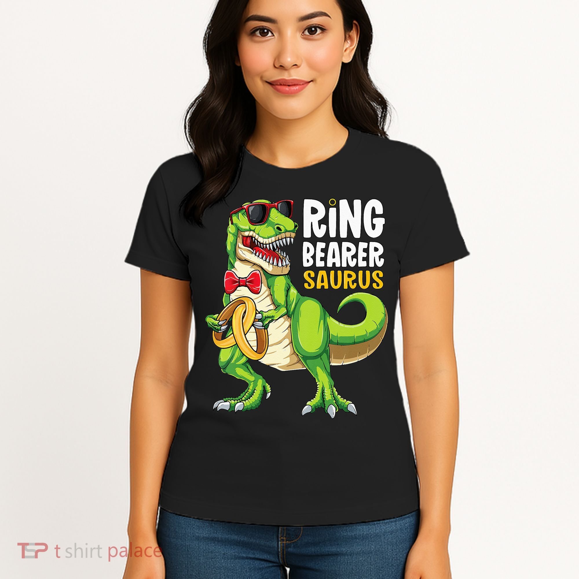 Ring Dude T Rex Wedding Party Ring Bearer Saurus Women's T-Shirt