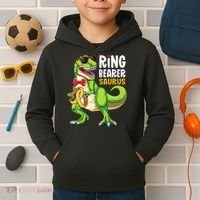Ring Dude T Rex Wedding Party Ring Bearer Saurus Kids Hoodie thumb 2